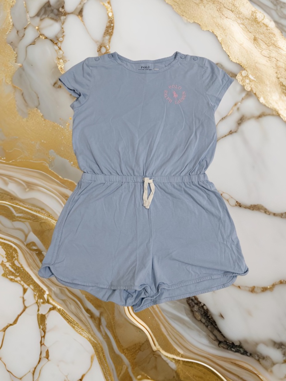 Girls Polo Ralph Lauren Light Blue Romper